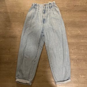 ZARA PAPERBAG HIGH WAISTED DENIM JEANS